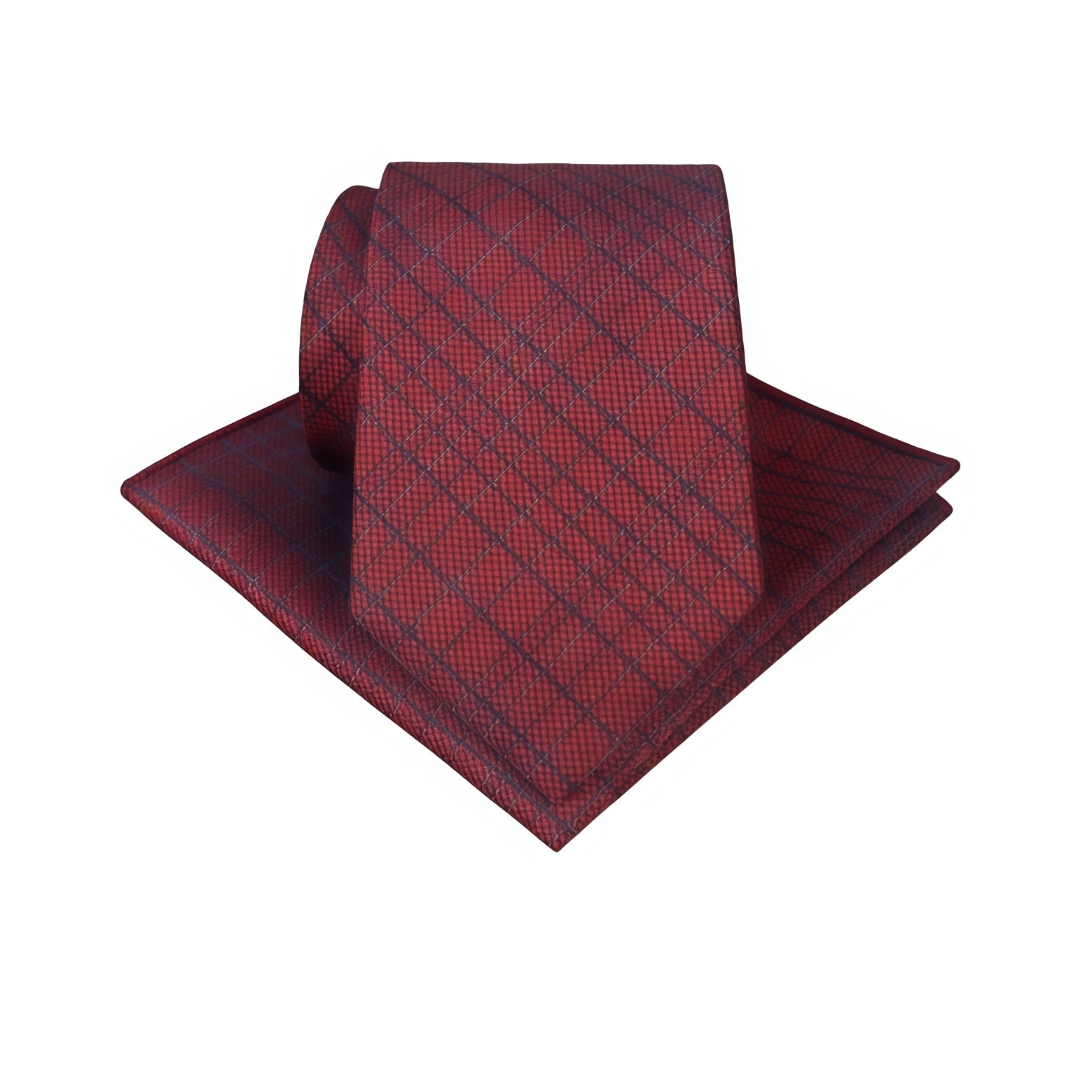 Red Tie with Black Plaid Tie