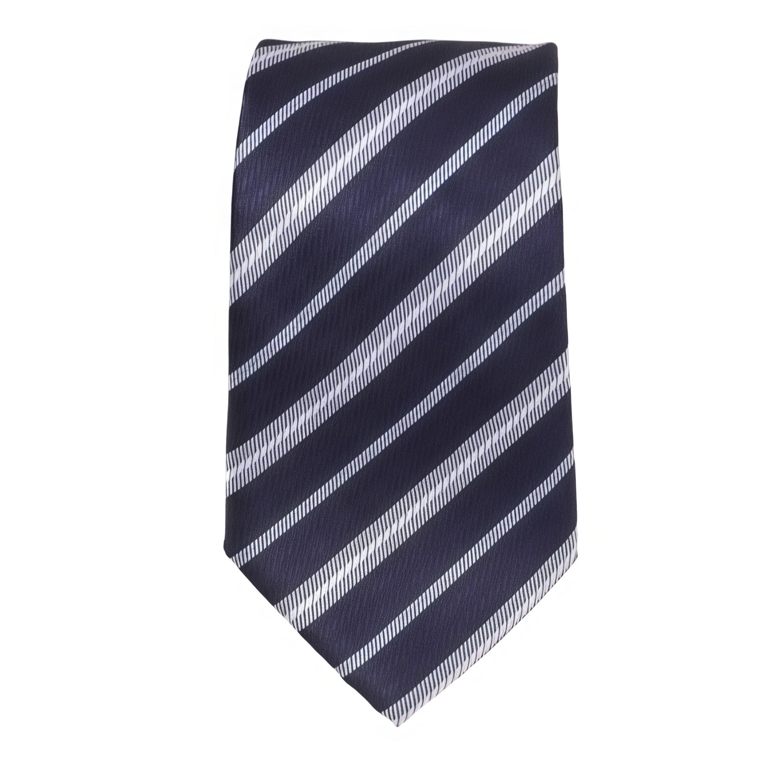 Blue Tie with White Stripes