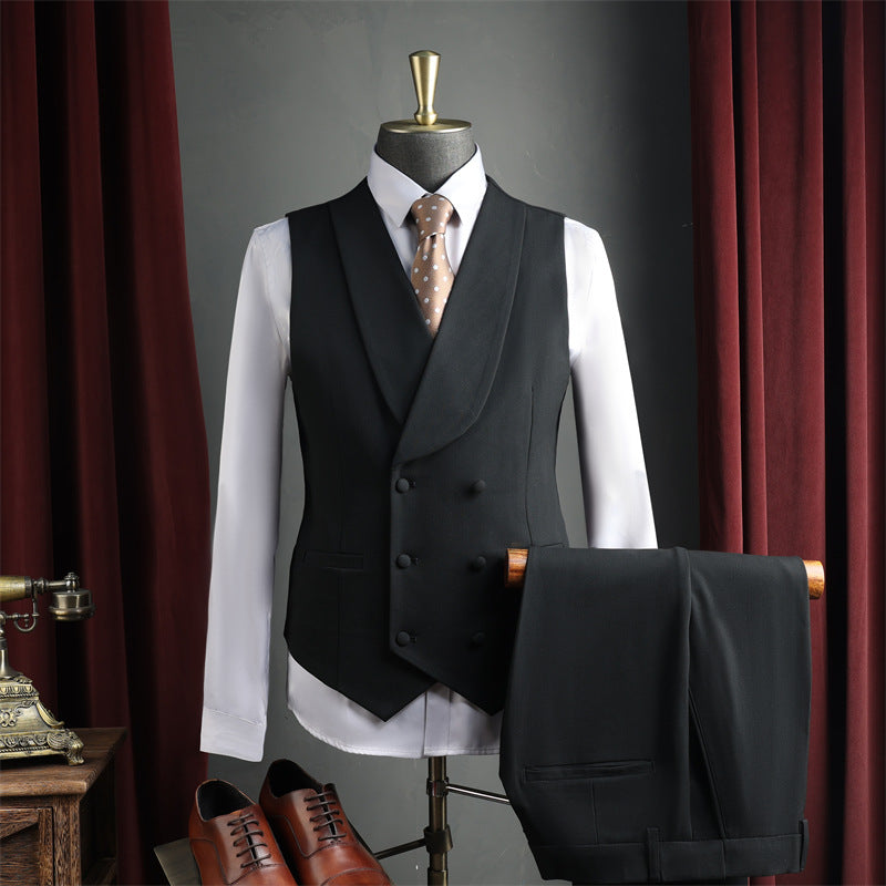 Red wine color double-breasted suit set