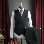 Red wine color double-breasted suit set