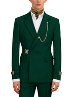 Hook-and-bar tuxedo set with elegant silk pocket square