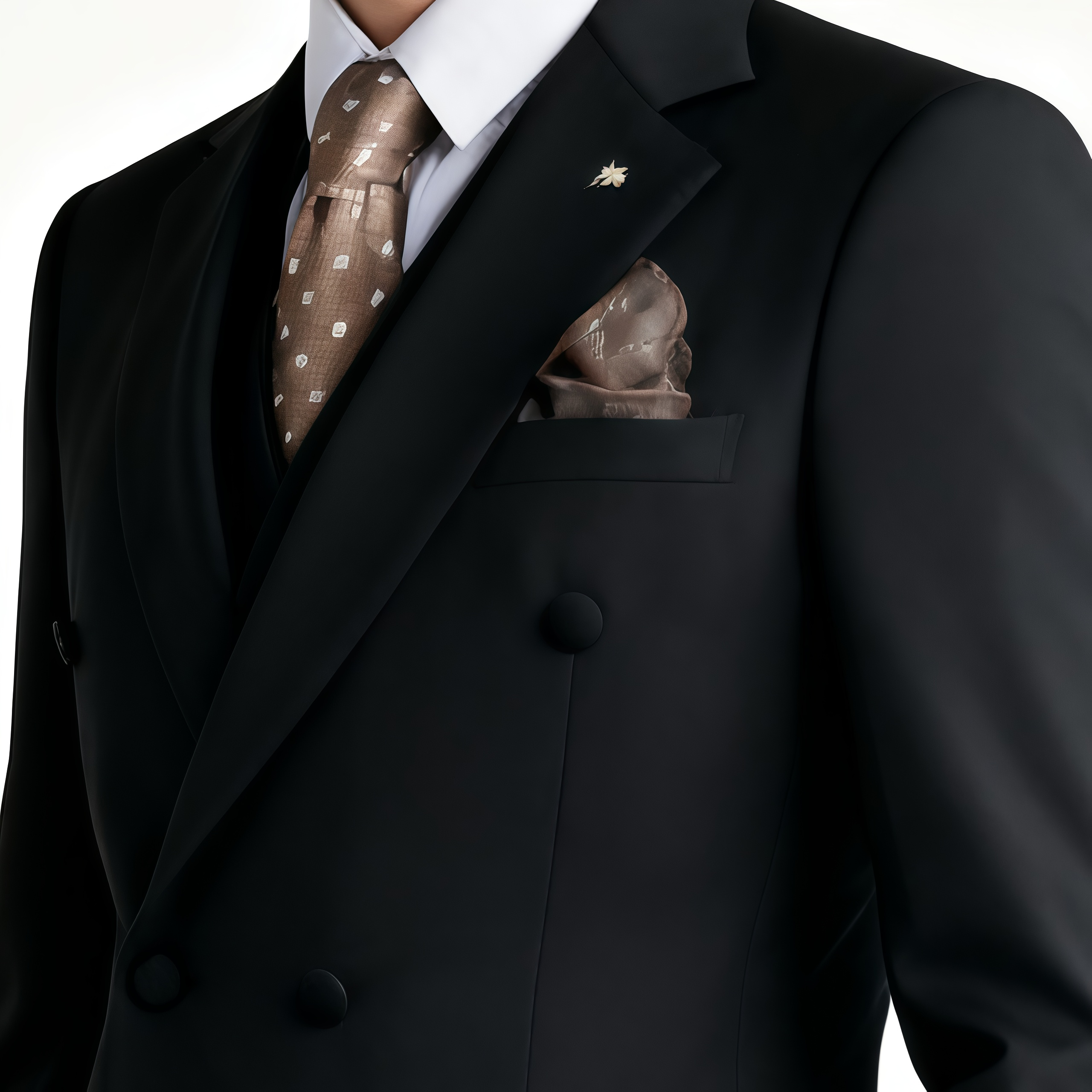 Classic Black Double-Breasted Three-Piece Suit