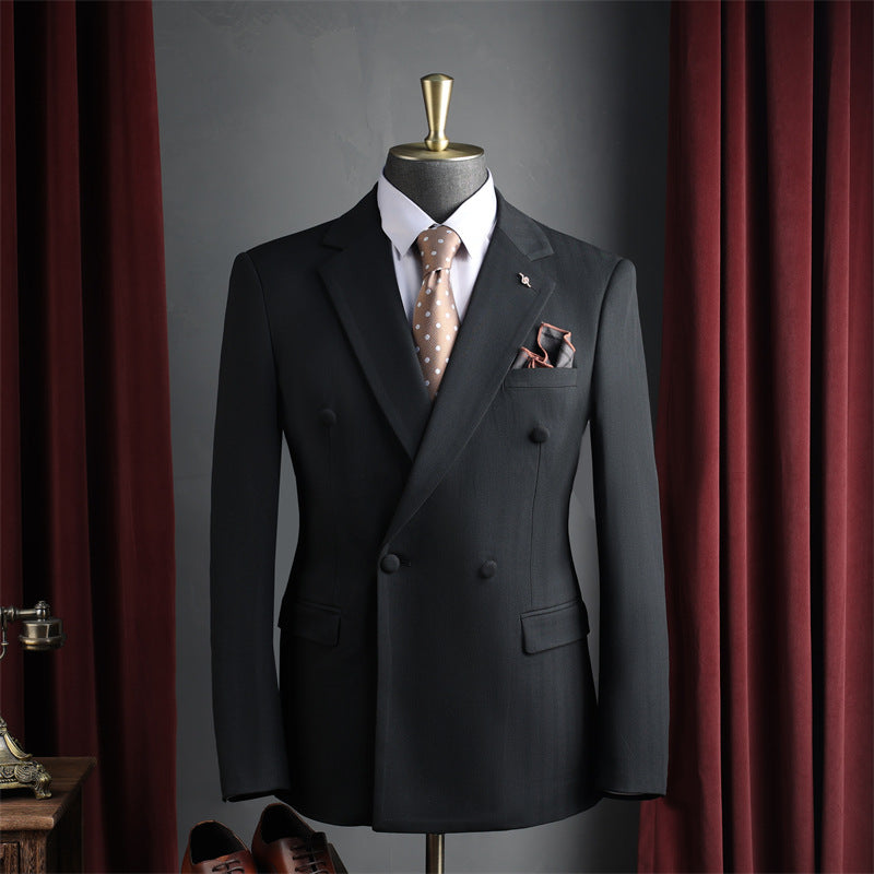 Red wine color double-breasted suit set