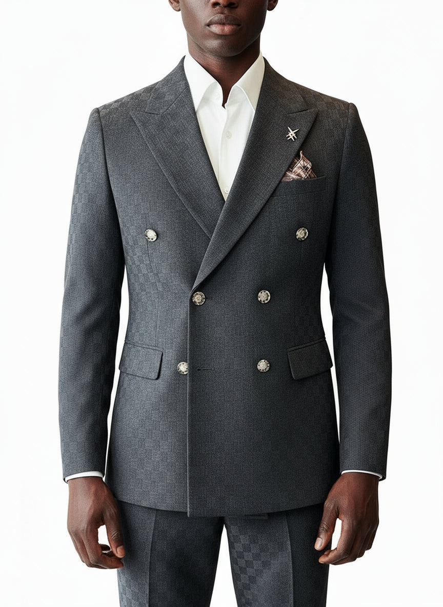 Double-Breasted Checked Suit
