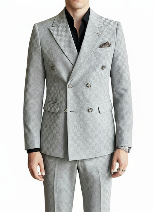 Double-Breasted Checked Suit