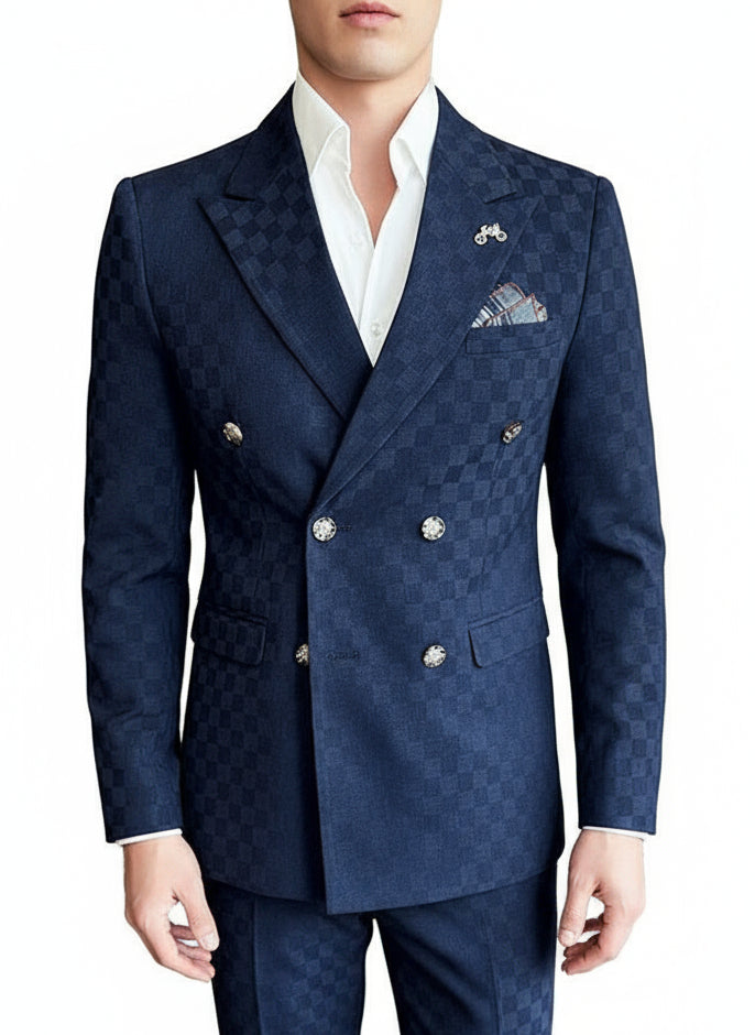 Double-Breasted Checked Suit