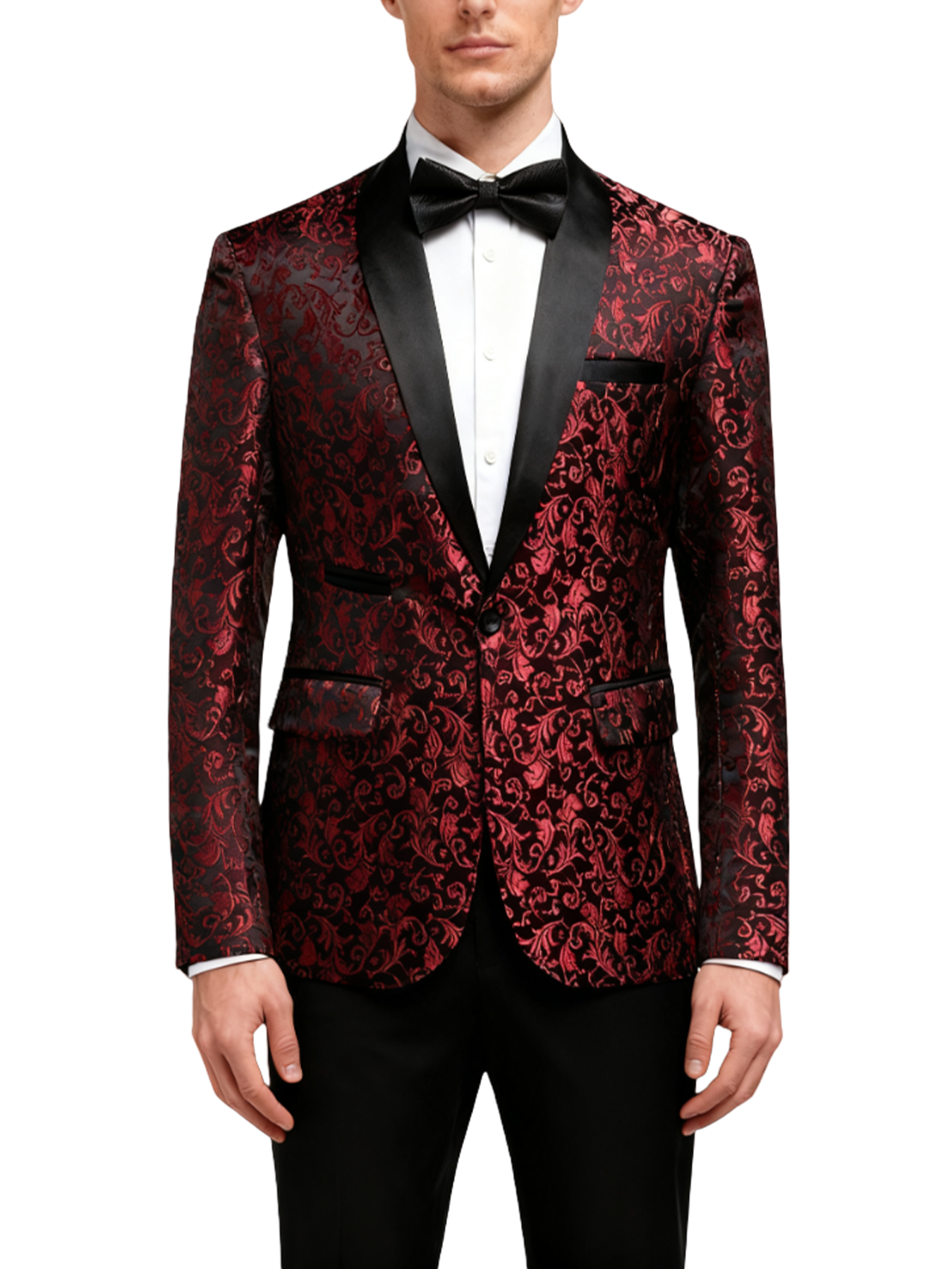 Two-piece Silk-finish Suit with Intricate Pattern