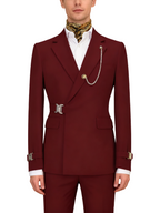 Hook-and-bar tuxedo set with elegant silk pocket square