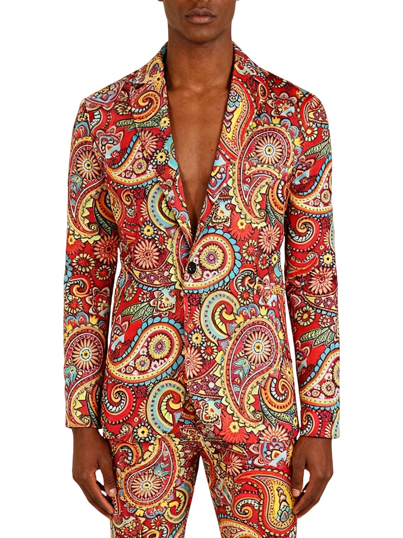RED Printed Suit Set