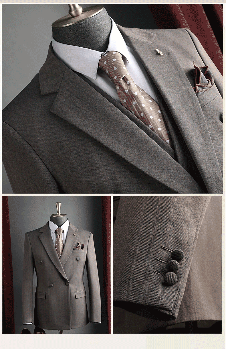 Red wine color double-breasted suit set