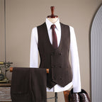 Freedom Island Two-button suit set, consisting of jacket, waistcoat and trousers in a three-piece set, with an adjustable belt, packed in a gift box.