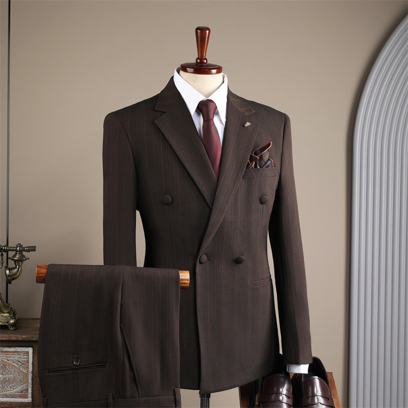 Freedom Island Two-button suit set, consisting of jacket, waistcoat and trousers in a three-piece set, with an adjustable belt, packed in a gift box.