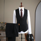 Freedom Island Two-button suit set, consisting of jacket, waistcoat and trousers in a three-piece set, with an adjustable belt, packed in a gift box.