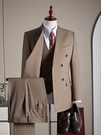 Freedom Island Double-Breasted Wool Suit 3-Piece Set – Available in Three Colors