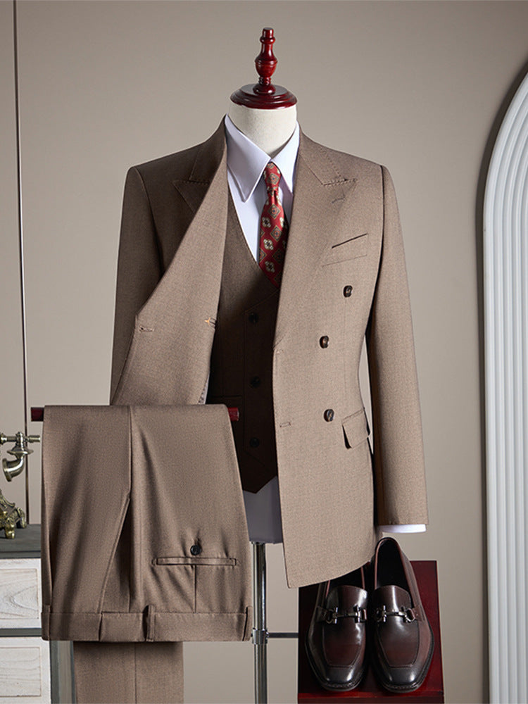 Freedom Island Double-Breasted Wool Suit 3-Piece Set – Available in Three Colors