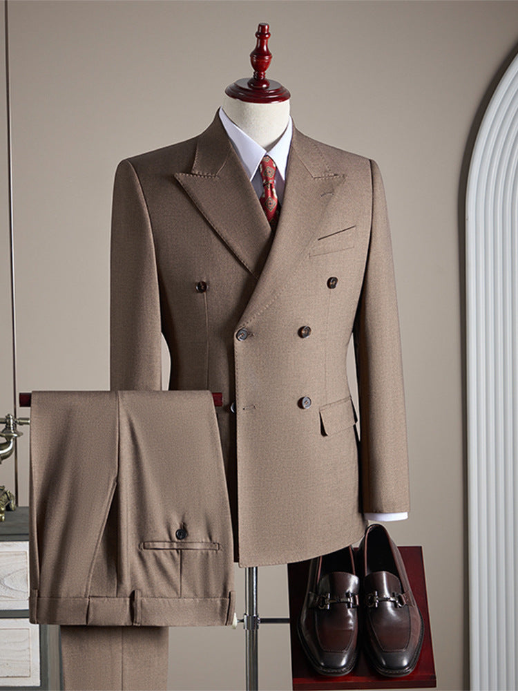Freedom Island Double-Breasted Wool Suit 3-Piece Set – Available in Three Colors