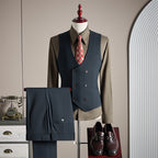 Freedom Island Double-Breasted Wool Suit 3-Piece Set – Available in Three Colors