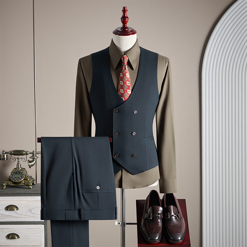 Freedom Island Double-Breasted Wool Suit 3-Piece Set – Available in Three Colors