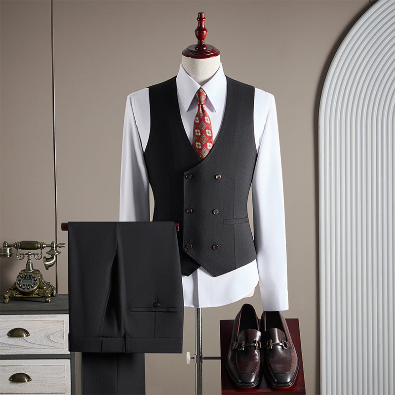 Freedom Island Double-Breasted Wool Suit 3-Piece Set – Available in Three Colors