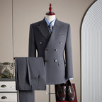 Freedom Island Double-Breasted Wool Suit 3-Piece Set – Available in Three Colors