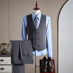Freedom Island Double-Breasted Wool Suit 3-Piece Set – Available in Three Colors