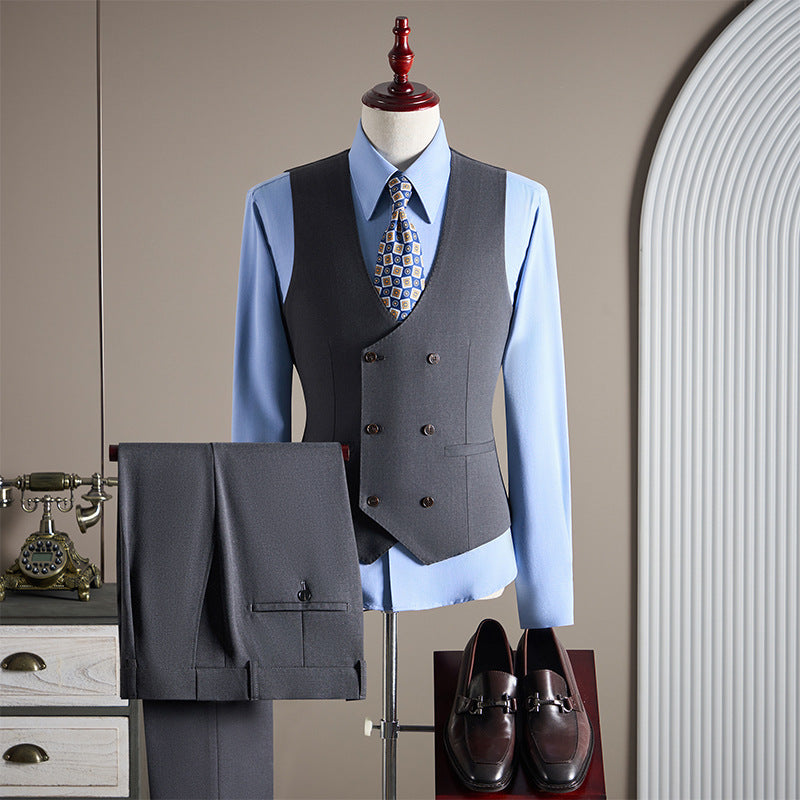 Freedom Island Double-Breasted Wool Suit 3-Piece Set – Available in Three Colors