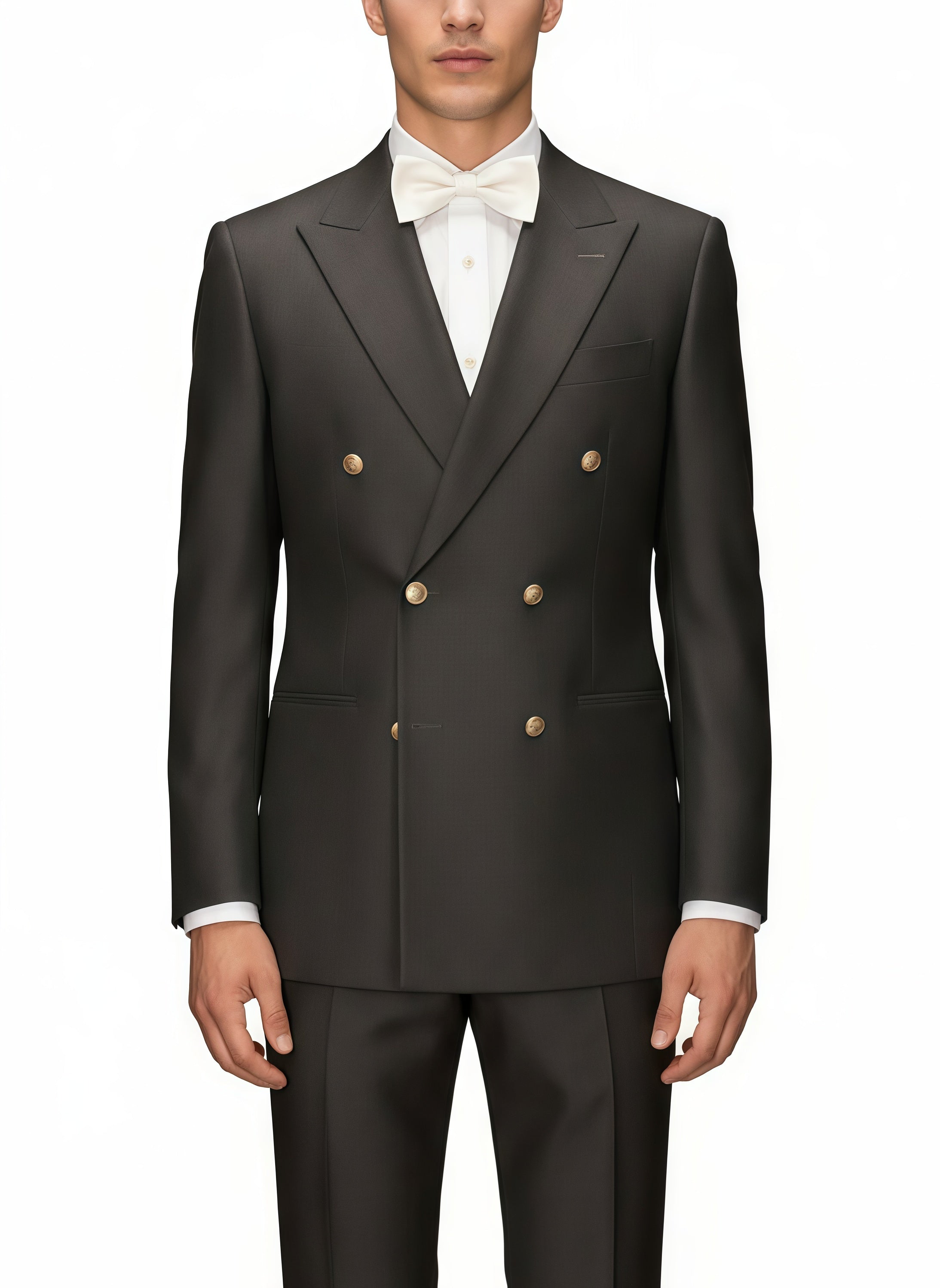 Classic Double-Breasted Dark Brown Suit