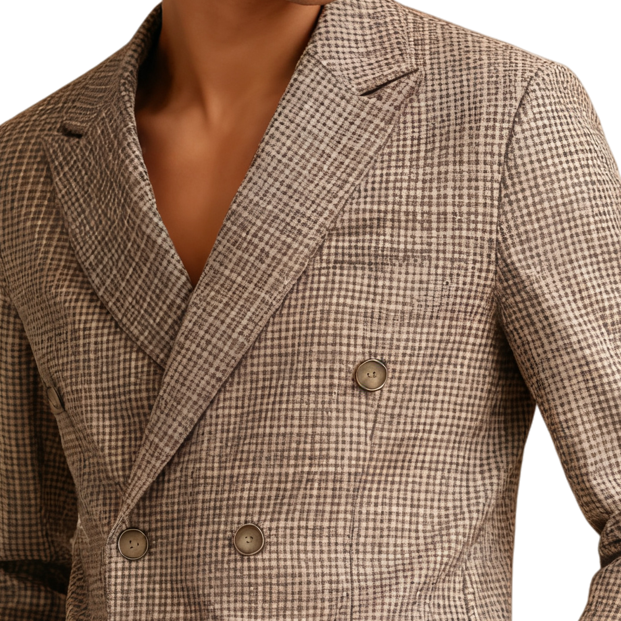 Classic Houndstooth Double-Breasted Blazer