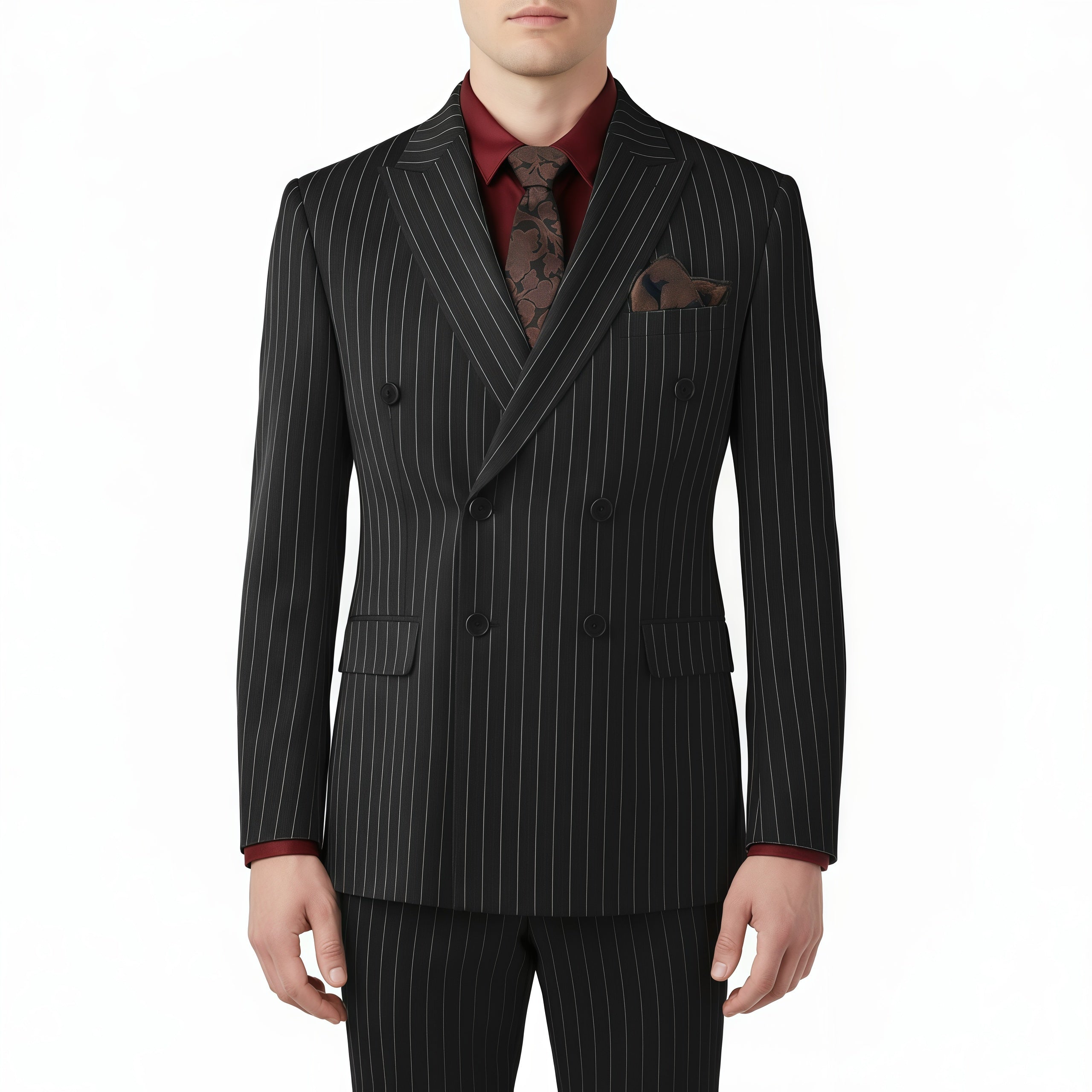 Classic Black Pinstripe Suit Set – Two-Piece Menswear