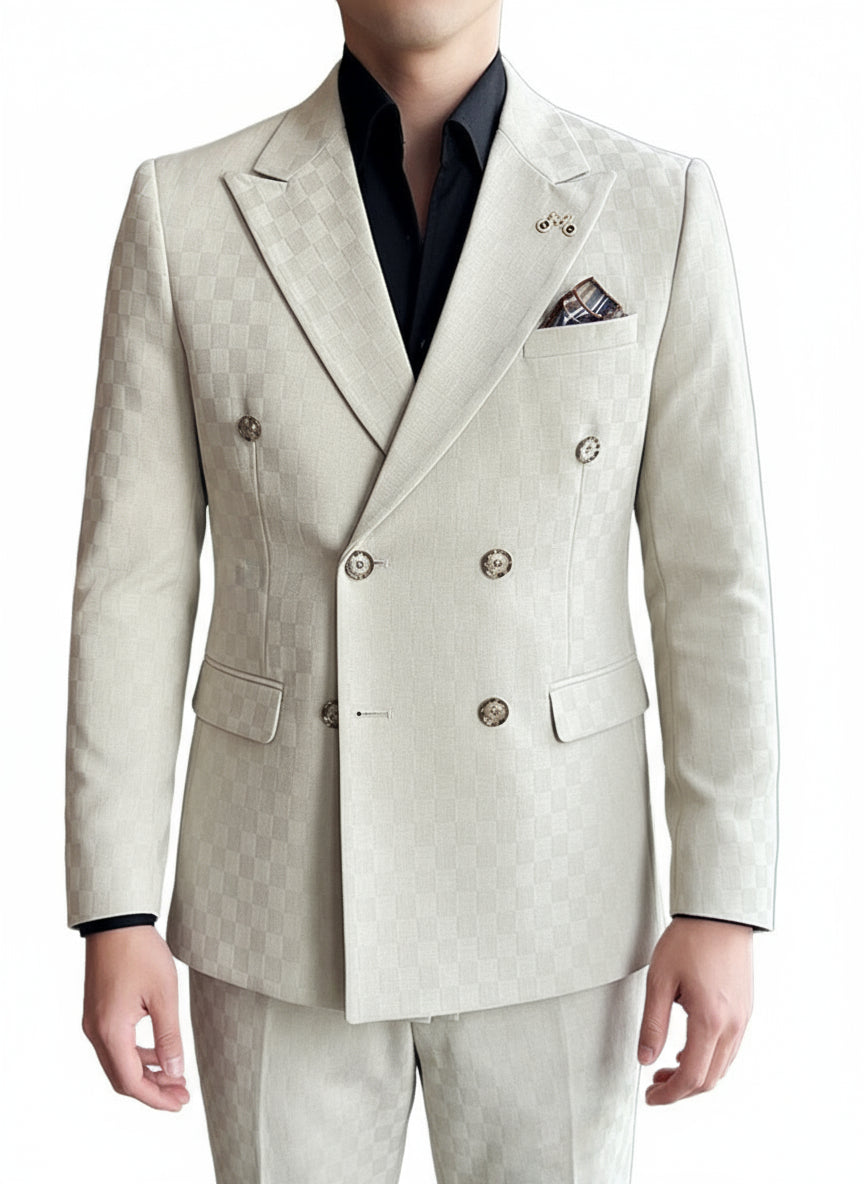 Double-Breasted Checked Suit
