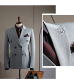 Double-breasted striped suit set, including a brooch and a beautiful gift boxDouble-breasted striped suit set, including a brooch and a beautiful gift box
