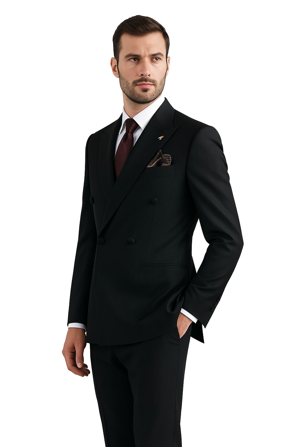 Freedom Island Two-button suit set, consisting of jacket, waistcoat and trousers in a three-piece set, with an adjustable belt, packed in a gift box.