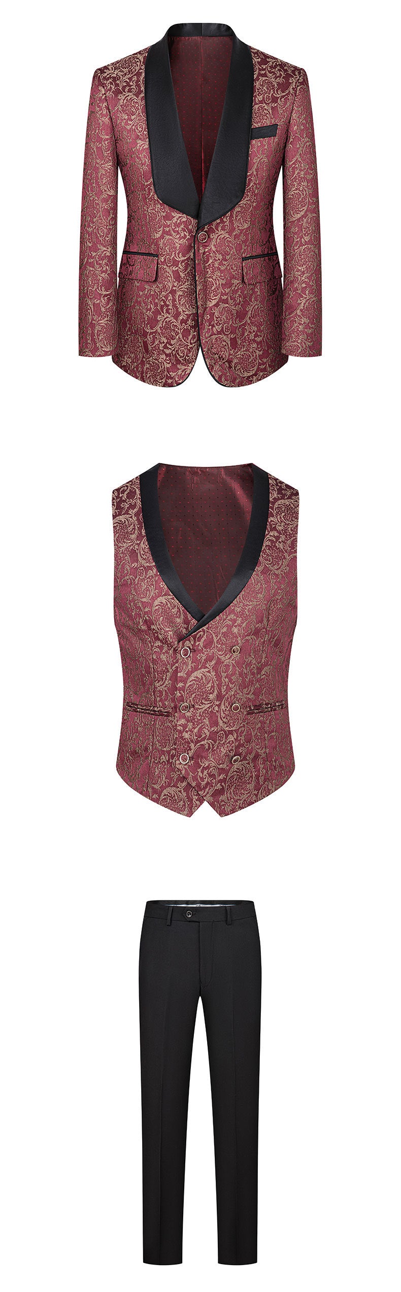 Single-Breasted One-Button Tailcoat Three-Piece Suit (Available in Six Colors)