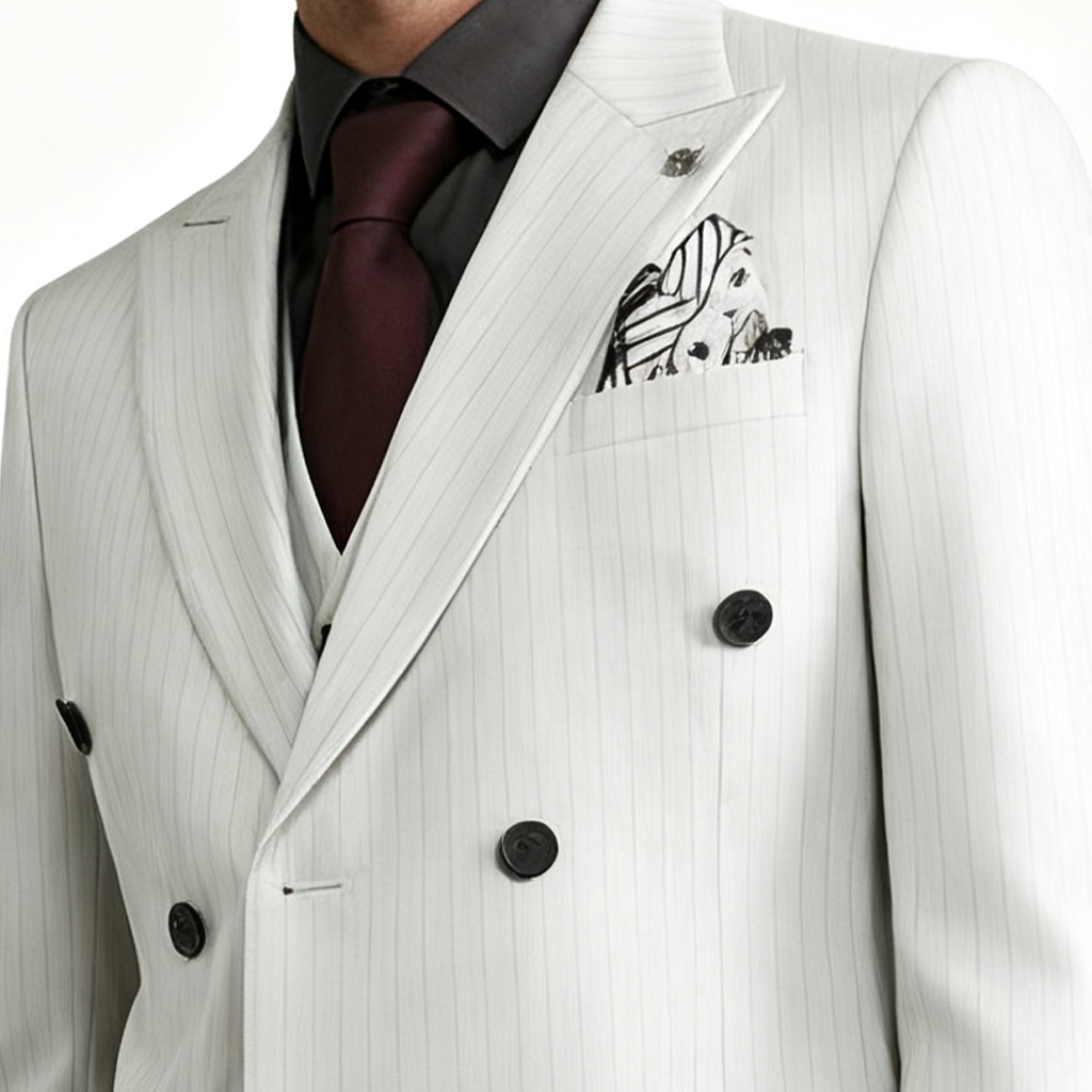 Classic Striped Wool Suit 3-Piece Set