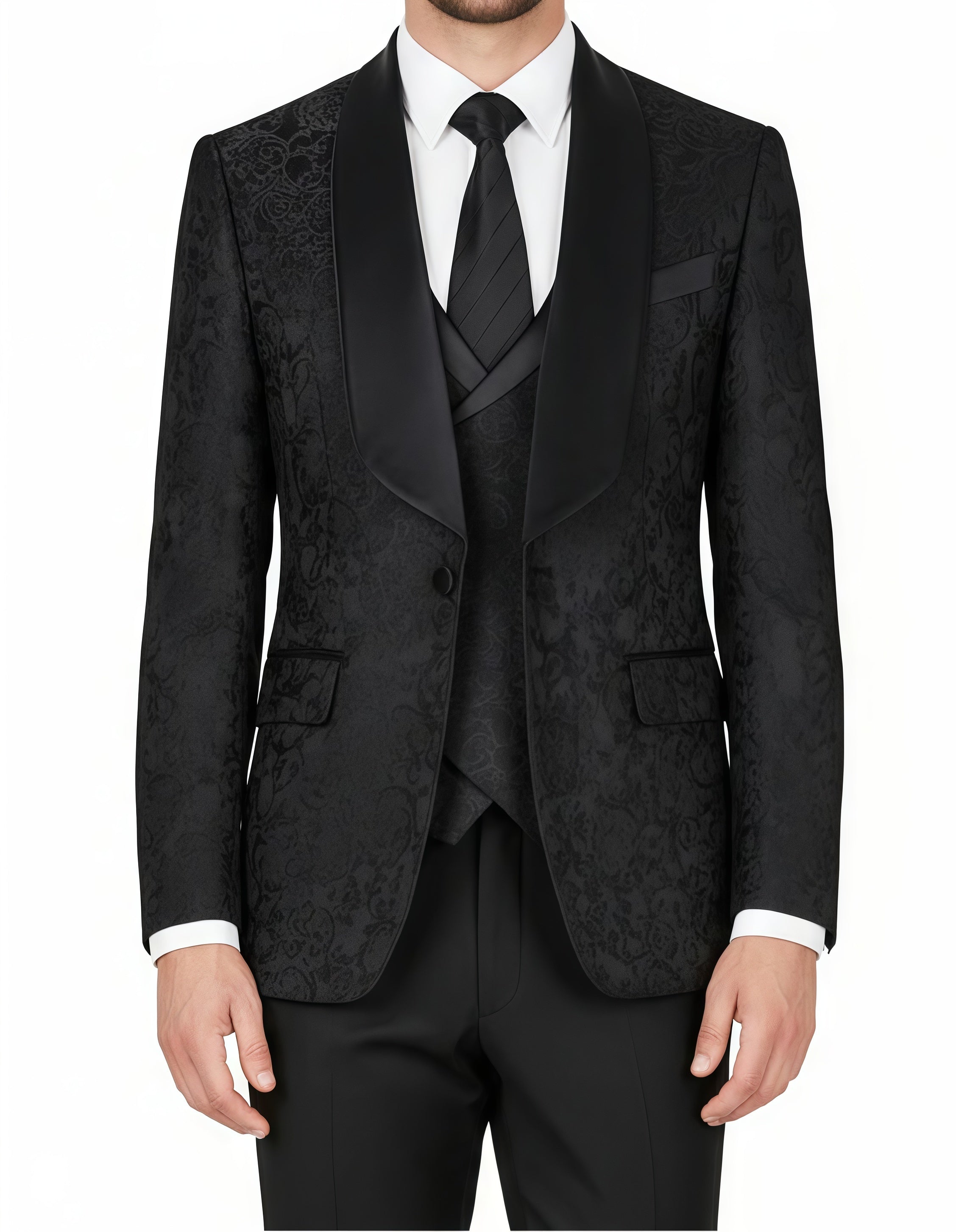 Single-Breasted One-Button Tailcoat Three-Piece Suit (Available in Six Colors)