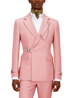 Hook-and-bar tuxedo set with elegant silk pocket square