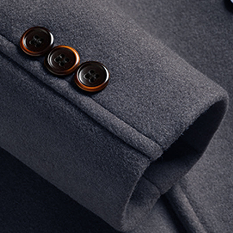 Light Gray Double-Beasted Pure Wool Overcoat