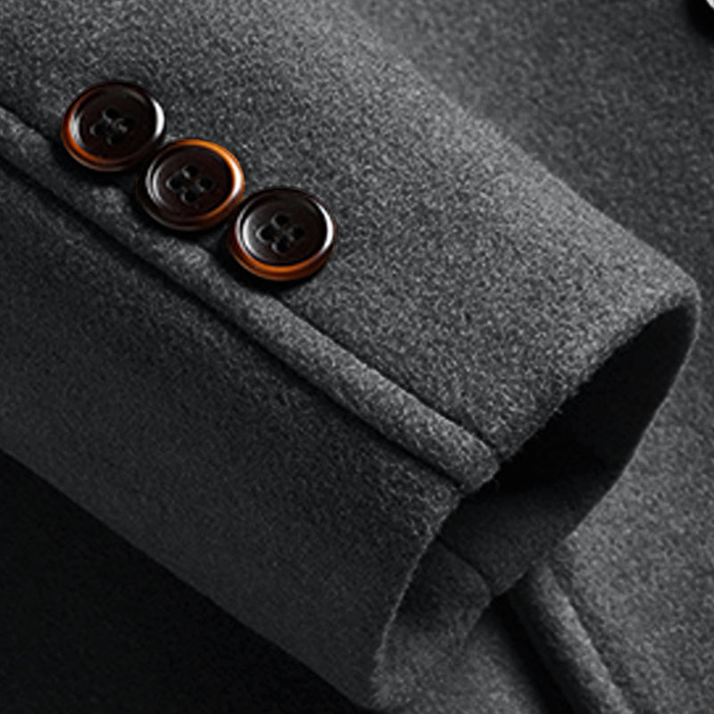Dark Gray Double-Breasted Pure Wool Overcoat