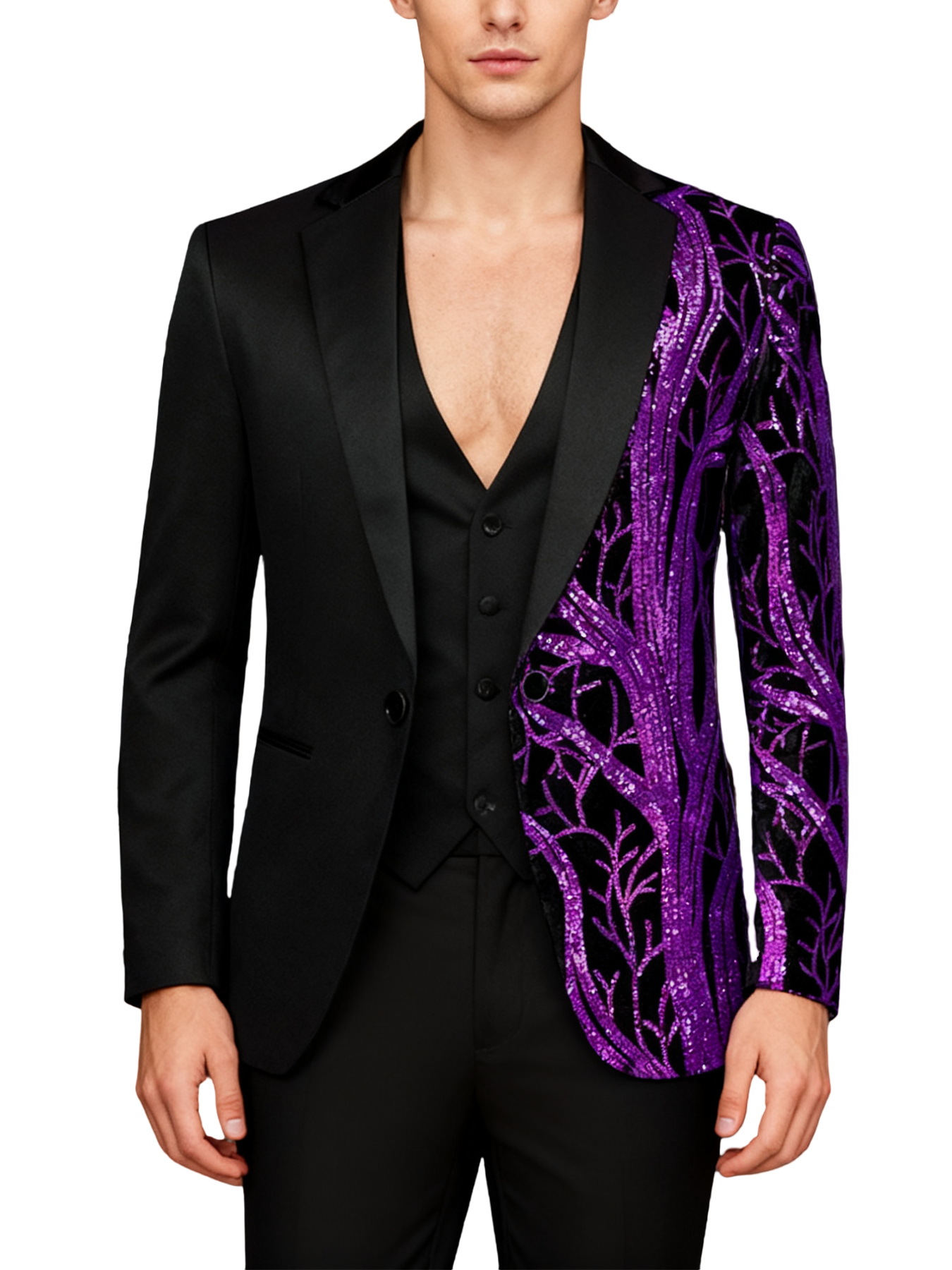 Jeweled Leaf Patchwork Suit Set (Includes a Delicate Brooch and Gift Box)