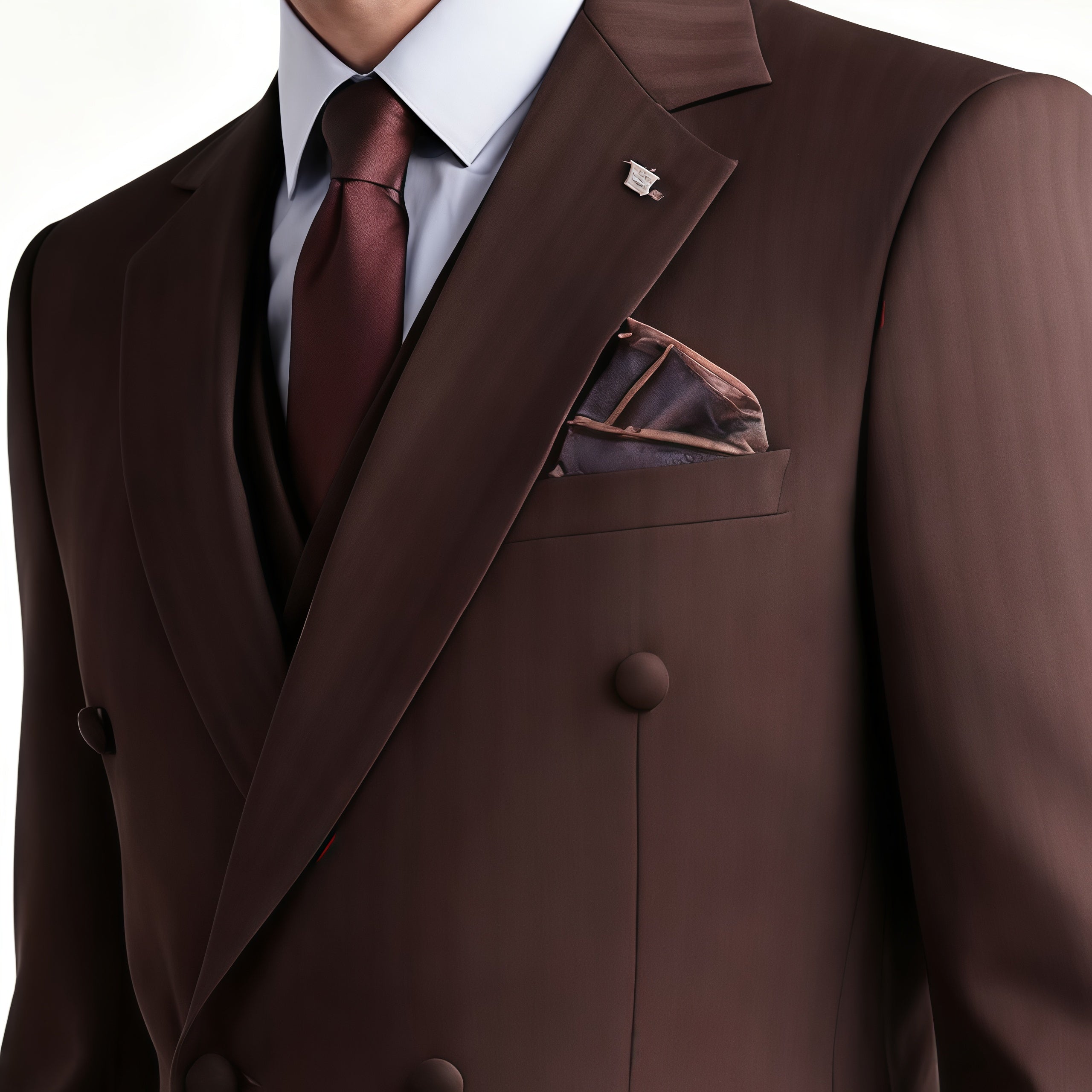 Red wine color double-breasted suit set