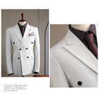 Double-breasted striped suit set, including a brooch and a beautiful gift boxDouble-breasted striped suit set, including a brooch and a beautiful gift box