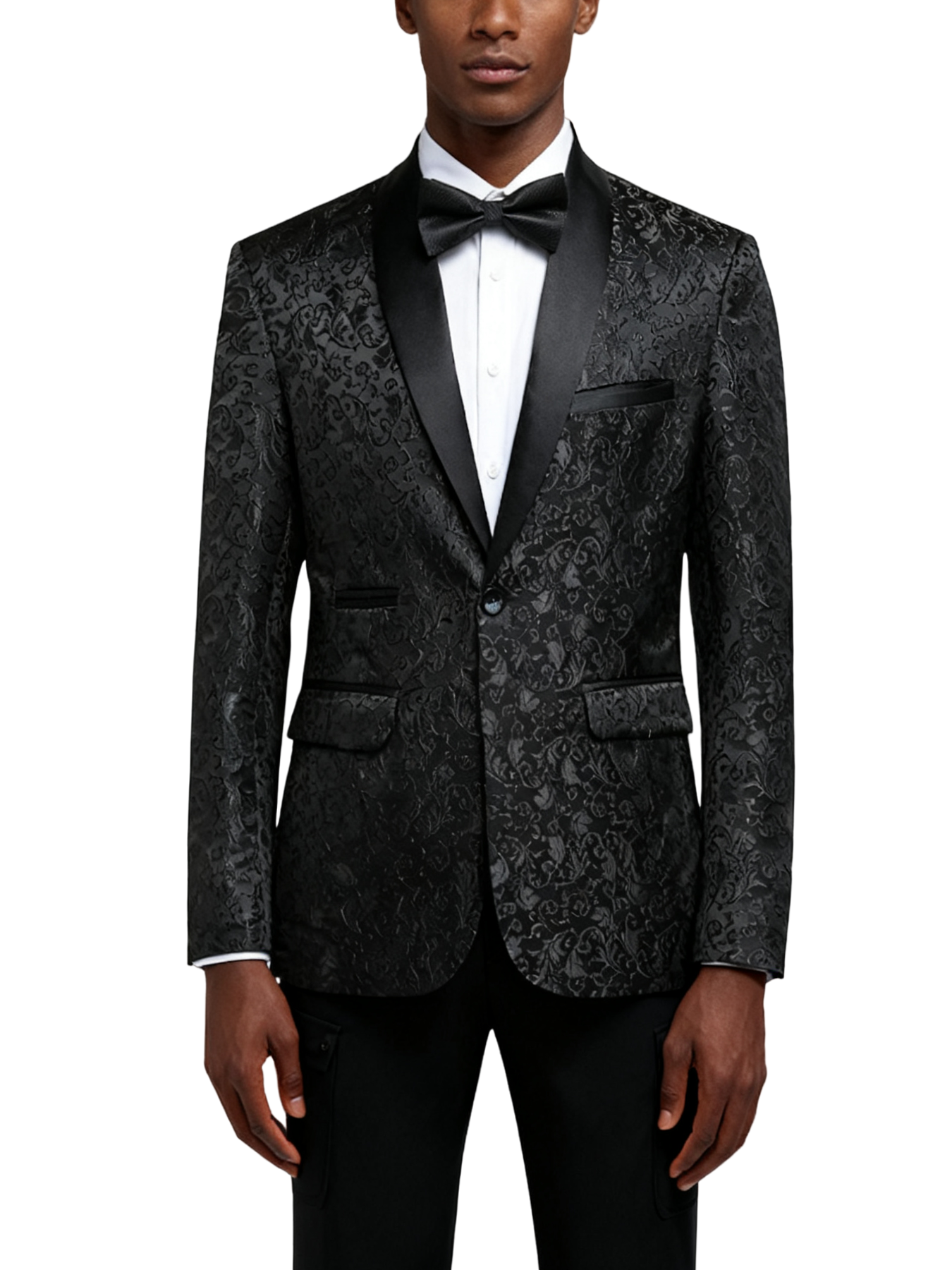 Two-piece Silk-finish Suit with Intricate Pattern