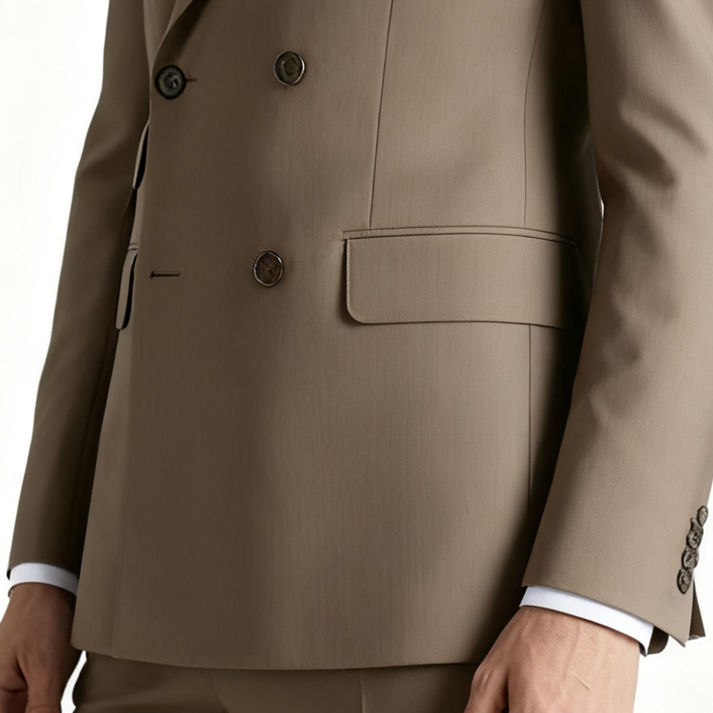 Freedom Island Double-Breasted Wool Suit 3-Piece Set