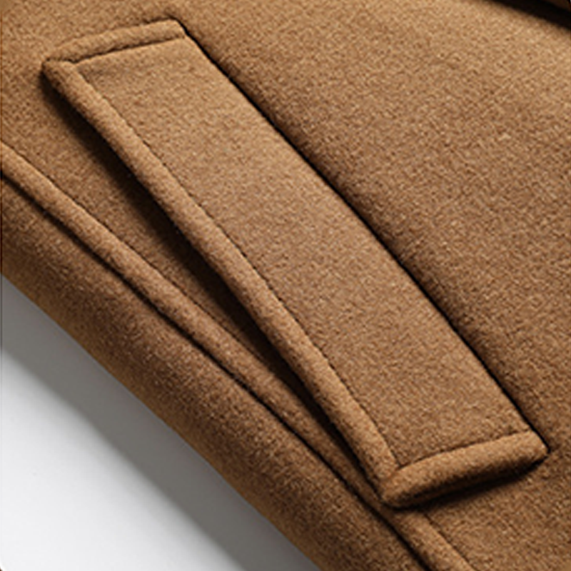Brown Double-Beasted Pure Wool Overcoat