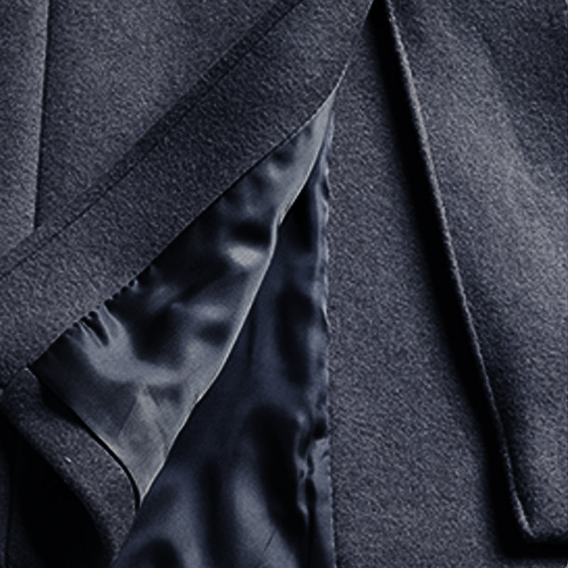 Light Gray Double-Beasted Pure Wool Overcoat