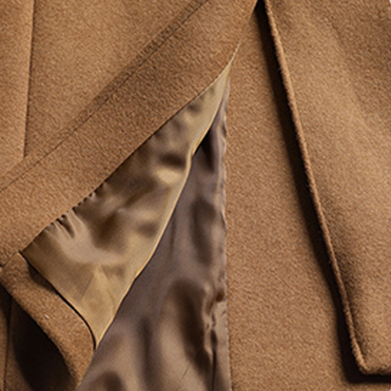 Brown Double-Beasted Pure Wool Overcoat