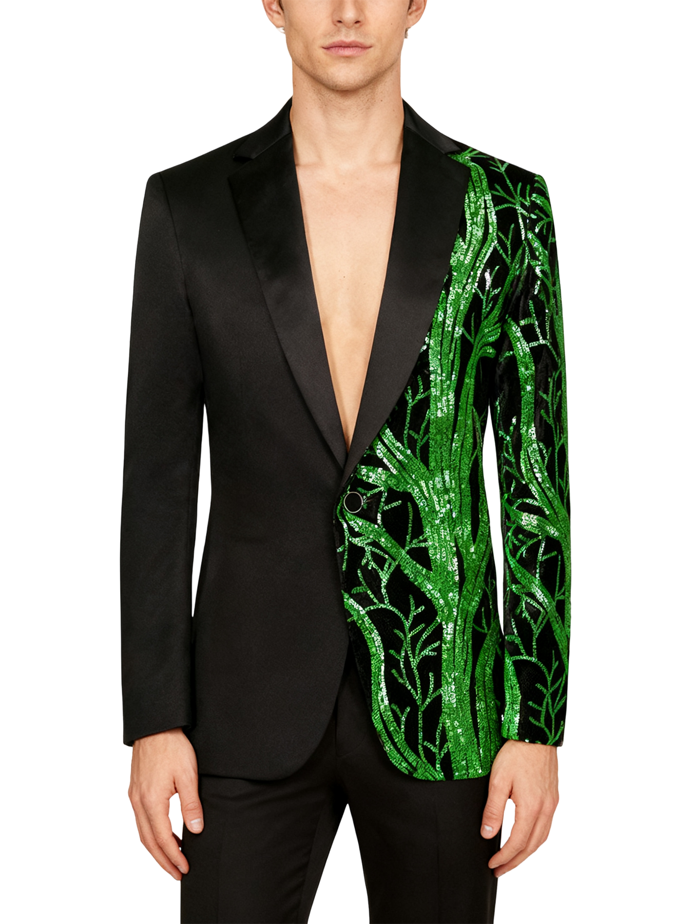 Jeweled Leaf Patchwork Suit Set (Includes a Delicate Brooch and Gift Box)