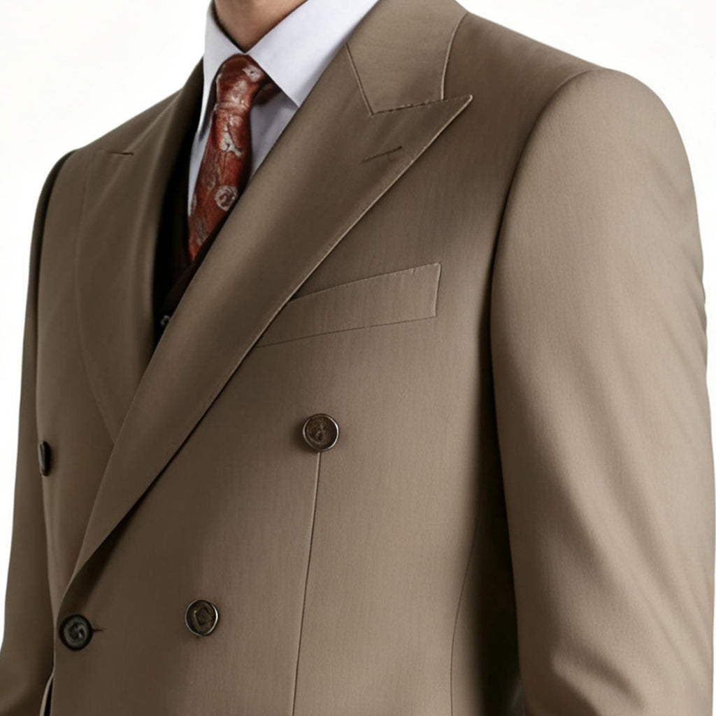 Freedom Island Double-Breasted Wool Suit 3-Piece Set