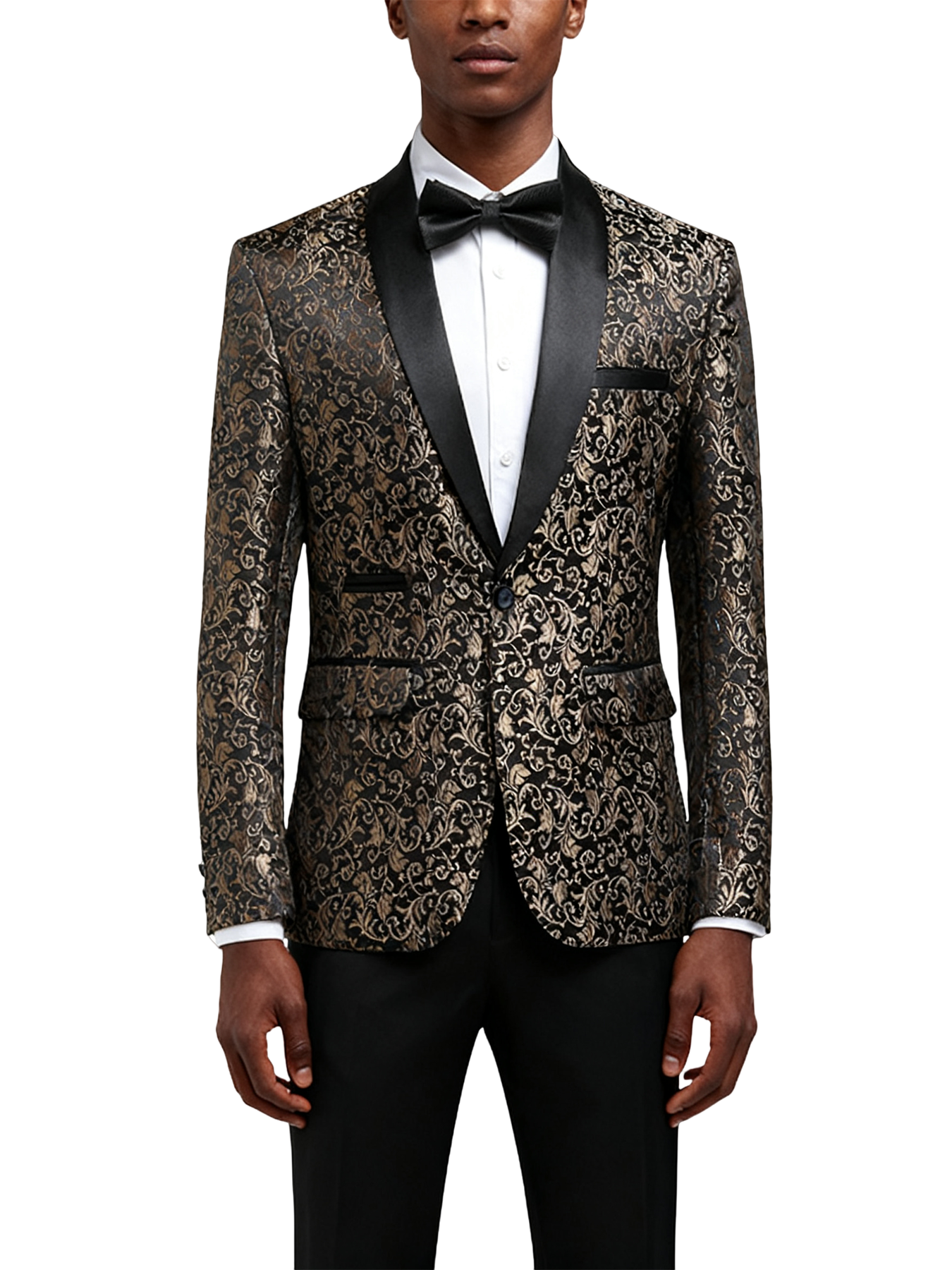 Two-piece Silk-finish Suit with Intricate Pattern