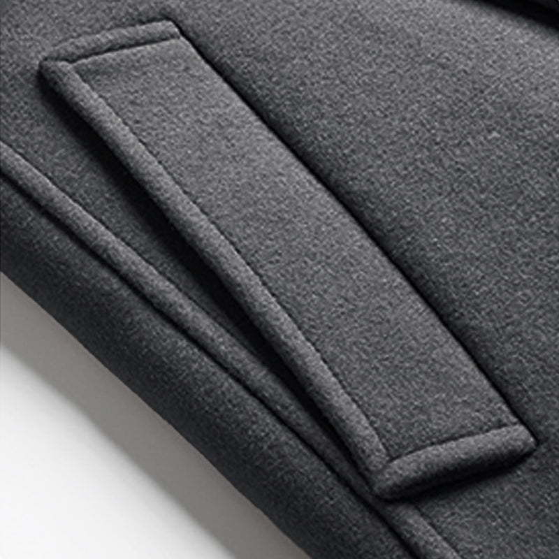 Dark Gray Double-Breasted Pure Wool Overcoat